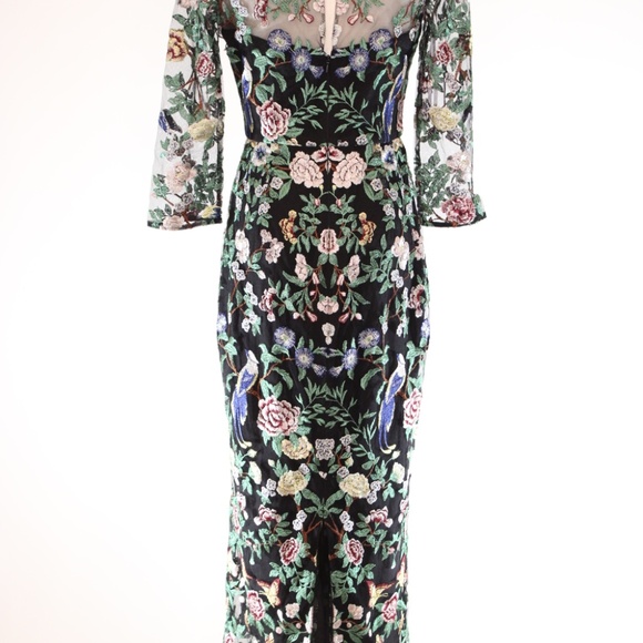 Marchesa Notte Floral Mesh Cocktail Dress, 2 - Picture 6 of 14